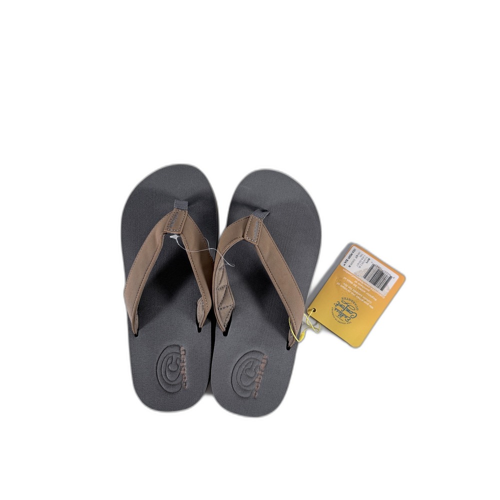 Cobian Boys Draino Jr Flip Flops Brown Charcoal Grey Sandals Size 6/7 NEW